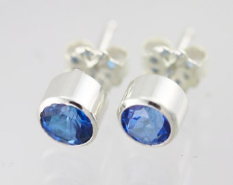 Ice Blue Topaz Drop Studs 5mmSterling Silver