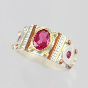 Oval Totem Ring 14k Ruby Made to Order image 1