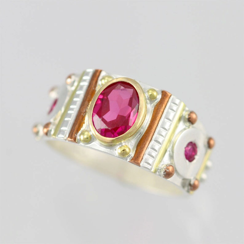 Oval Totem Ring 14k Ruby Made to Order image 1