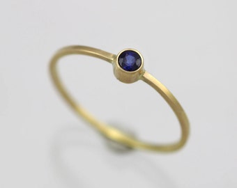 Sapphire Drop Ring 3mm in 14KY Gold