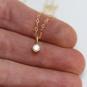 Diamond Drop Necklace 3mm in 14K Yellow Gold image 4
