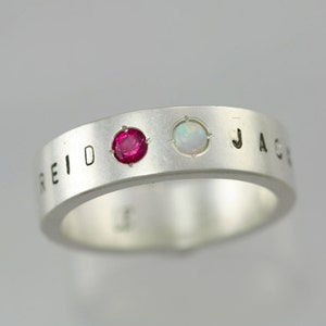 2 Stone Name Mother Ring in Sterling Silver