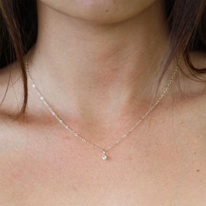 Diamond Drop Necklace 3mm in 14K Yellow Gold image 5