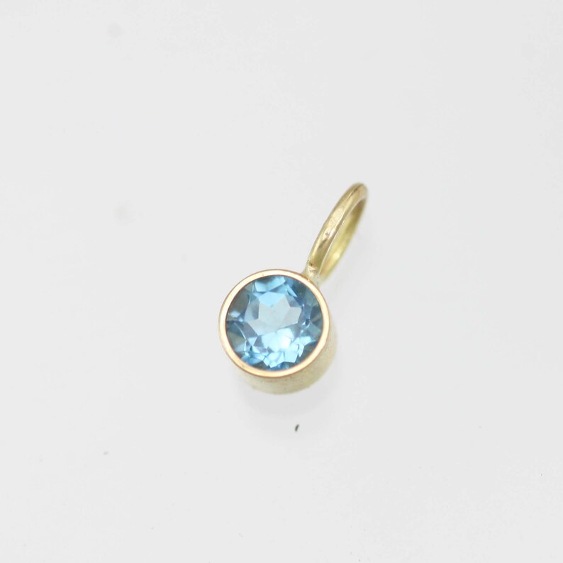 Swiss Blue Topaz Drop Necklace, 4mm in 14ky Gold image 8