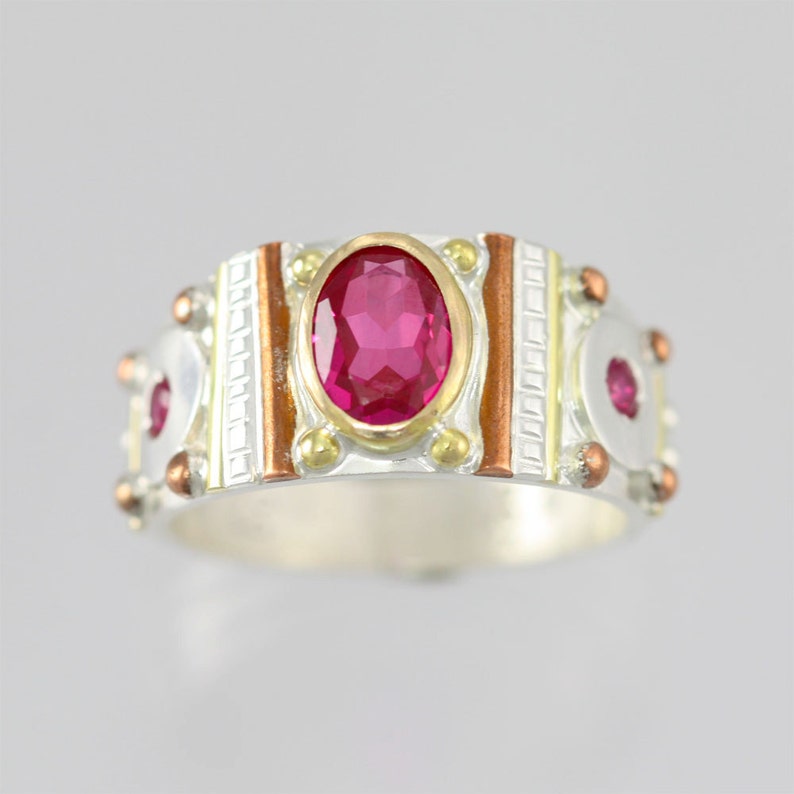 Oval Totem Ring 14k Ruby Made to Order image 2