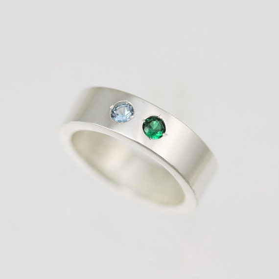 Sterling silver mothers ring 2 stones online