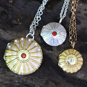 Sunburst Locket 5/8 in sterling silver with Mexican Fire Opal 18 image 9