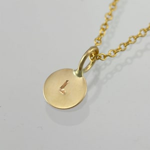 Stamped Initial Disc Necklace 14K (Made to Order)