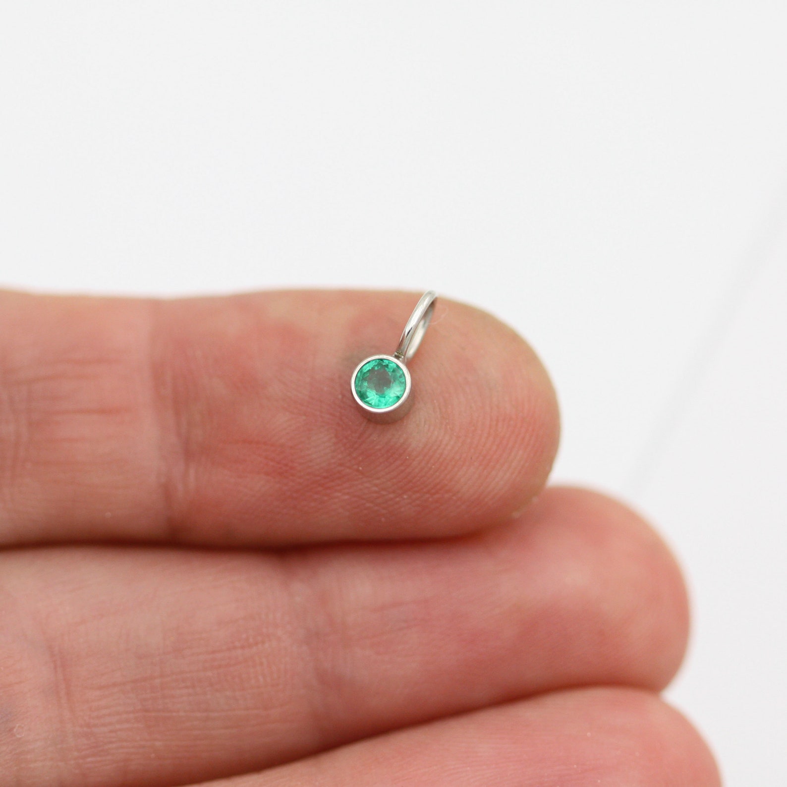 Emerald Drop Pendant in 14k White Gold pendant Only Etsy