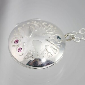 Tree of Life Mother's Locket with 3 Birthstones in Sterling Silver image 4