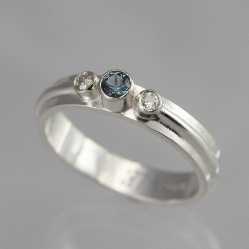 3 Stone Wrap Ring blue Zircon Cubic Zirconia Made to Order - Etsy