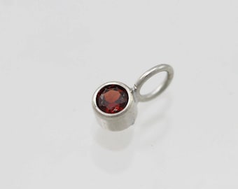 Garnet Drop Pendant 3mm in 14k White Gold (pendant only)