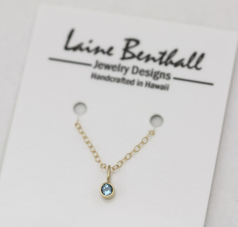 Blue Topaz Drop Pendant in 14k Yellow Gold pendant only image 8