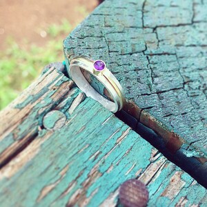 1 Stone Wrap Stacking Ring with Amethyst in 14ky Gold and Sterling Silver Made to Order image 3