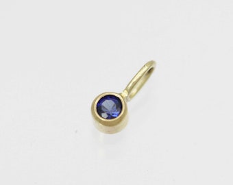 Sapphire Drop Pendant 3mm in 14k Yellow Gold