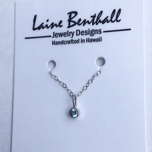 Blue Topaz Drop Necklace in 14k White Gold image 6