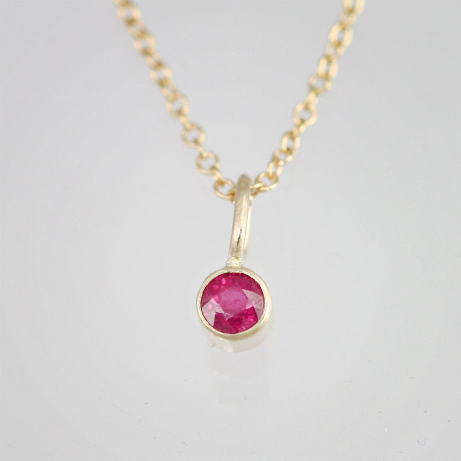 Ruby Drop Pendant in 14k Yellow Gold pendant Only Etsy