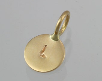 Stamped Initial Disc Pendant in 14KY Gold (Made to Order)