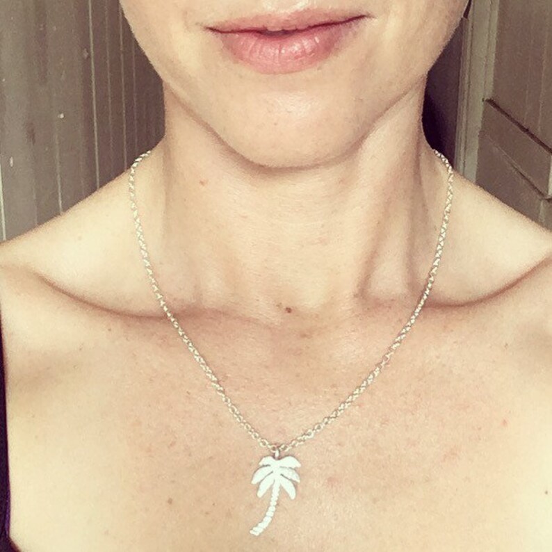 Large sterling silver Palm Tree Necklace