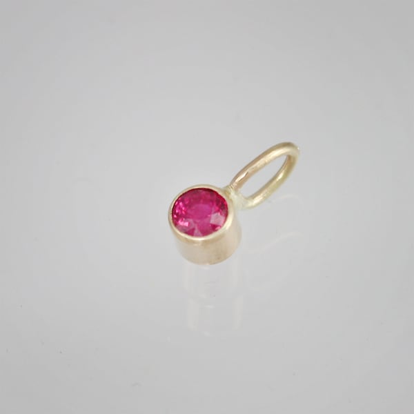 Ruby Drop Pendant 3mm in 14k Yellow Gold (pendant only)