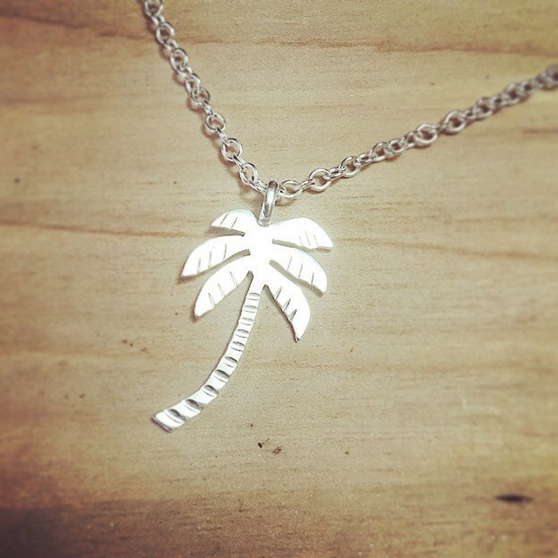 Large sterling silver Palm Tree Necklace