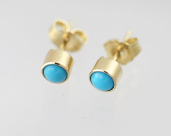 4mm Turquoise Drop Studs in 14KY Gold