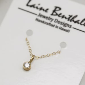 Diamond Drop Necklace 3mm in 14K Yellow Gold image 3