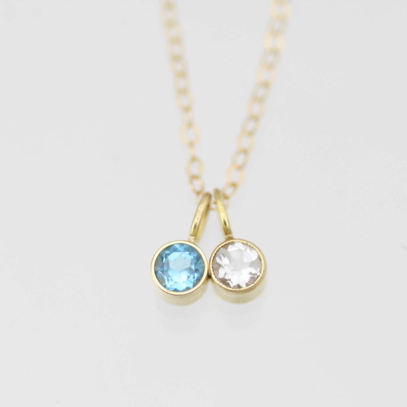 Swiss Blue Topaz Drop Necklace, 4mm in 14ky Gold image 9