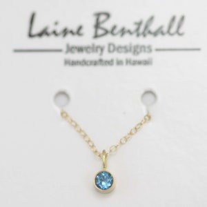 Swiss Blue Topaz Drop Necklace, 4mm in 14ky Gold image 6