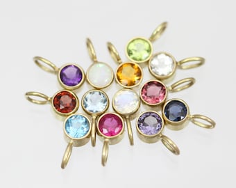 4mm Birthstone Drop Pendants in 14k Yellow Gold