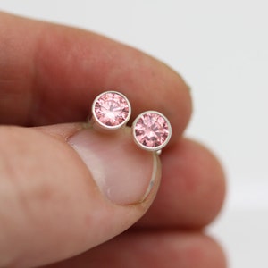 Morganite Drop Stud Earrings XL in Sterling Silver