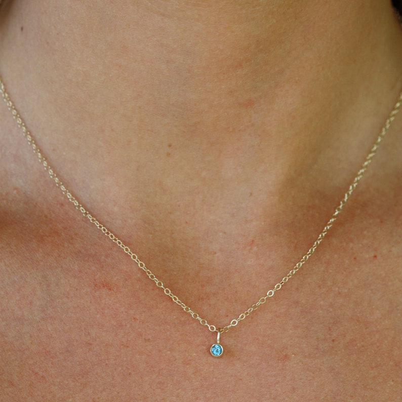 Blue Topaz Drop Pendant in 14k Yellow Gold pendant only image 5