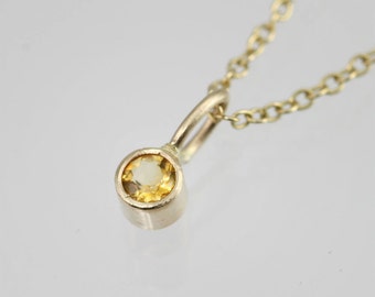 Citrine Drop Necklace in 14k Yellow Gold