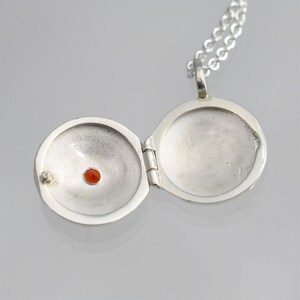 Sunburst Locket 5/8 in sterling silver with Mexican Fire Opal 18 image 4