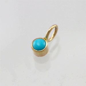 Turquoise Drop Pendant 3mm in 14k Yellow Gold (pendant only)