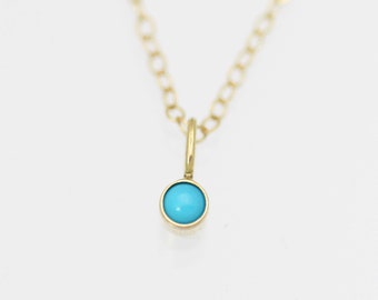 Turquoise Drop Necklace in 14k Yellow Gold
