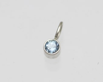 Aquamarine Drop Pendant 3mm in 14k White Gold (pendant only)