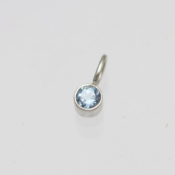 Aquamarine Drop Pendant 3mm in 14k White Gold (pendant only)