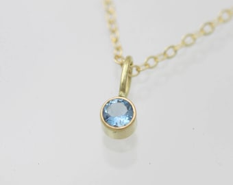 Aquamarine Drop Necklace in 14k Yellow Gold 3mm