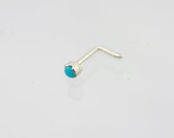 Turquoise Nose Ring in Sterling Silver (Made to Order)