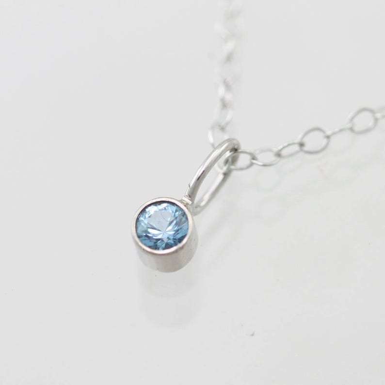 Blue Topaz Drop Necklace in 14k White Gold image 1