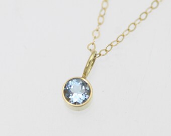 5mm Aquamarine Drop Necklace in 14ky Gold