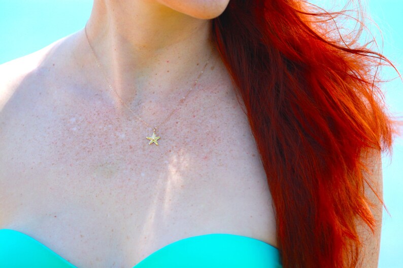 Starfish Necklace with Stone in 14KY Gold and Diamond 18 image 4