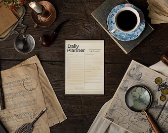 afdrukbare dagelijkse planner/minimalistische esthetische pdf/productiviteit en organisatie/ direct downloaden/zelfzorg en productiviteit/ A4- en brief-pdf
