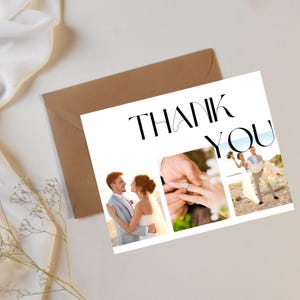 Modèle de carte de remerciement Carte de remerciement simple à télécharger Carte postale de mariage Modèle de remerciement