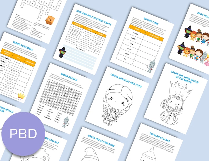 The Wizard of Oz Activity Pages - Etsy
