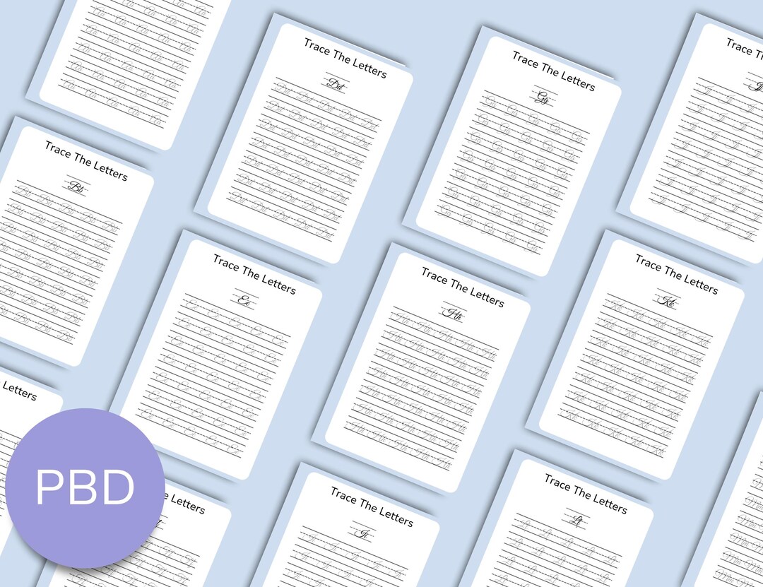 Cursive Practice Pages {blue Border} - Etsy