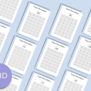 May include: Nine printable worksheets for tracing letters of the alphabet. Each worksheet has the title "Trace The Letters" and features a different letter of the alphabet in cursive.