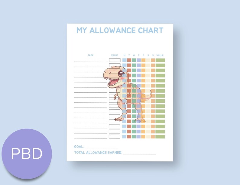 Top Lettering Allowance Dinosaur Allowance Chart - Etsy