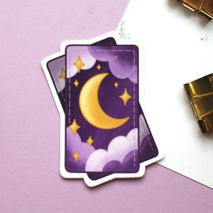 Pegatina de vinilo impermeable de la carta del Tarot de la Luna